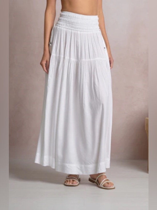Elan Dresses & Skirts - Elan Rory White Maxi Smocked Waist Skirt Medium NWOT Rayon